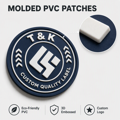 Etykieta termotransferowa z PVC z własnym logo i efektem tłoczenia 3D - przyjazna dla środowiska i zmywalna do brandingu odzieży
