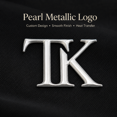 Niestandardowe etykiety logo 3D Pearl Metallic Heat Transfer dla odzieży i odzieży sportowej