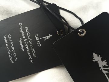 Zarówno Srebrna Srebrna Logo Sztuka Papierowa Odzież Znaczniki Hang With Black Waxed Cord