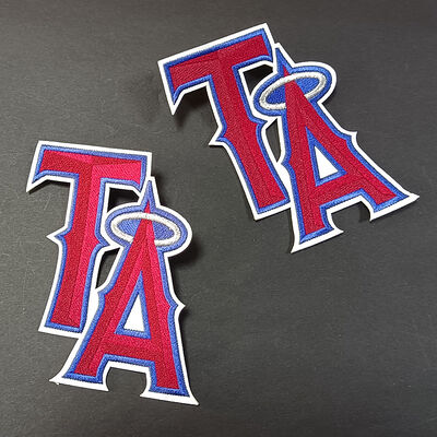 Embroidered Patch - Red & Blue with Halo, Iron-On/Sew-On Apparel Backpack Decoration Badge