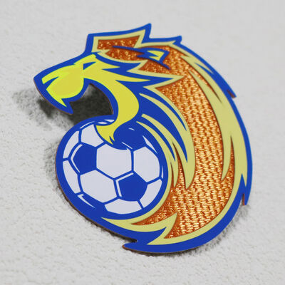 Silikonowy Tatami Patch   Lion & Soccer Design Thermal Transfer Badge dla odzieży sportowej