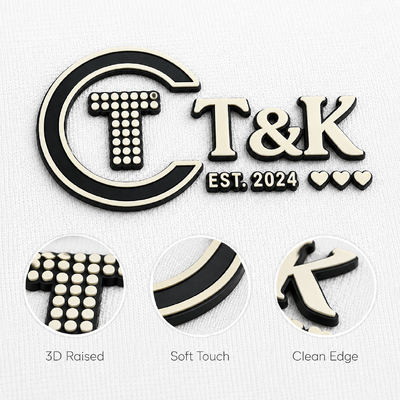Premium Custom Silicone Heat Transfer Etikiety z logo 3D podniesiony do odzieży Odzież sportowa Odzież aktywna kurtki torebki i high-end odzieży marki