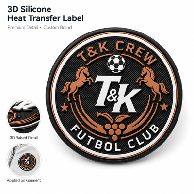 Niestandardowe silikonowe etykiety termotransferowe 3D i naszywki z wypukłym logo dla odzieży sportowej, streetwear, kurtek, czapek, toreb OEM ODM