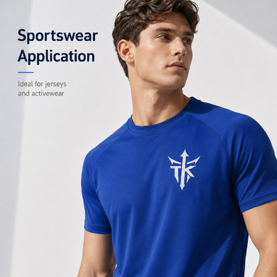 Personalizowane matowe metaliczne srebrne metki odzieżowe termotransferowe odporne na pranie do koszulek polo i odzieży sportowej