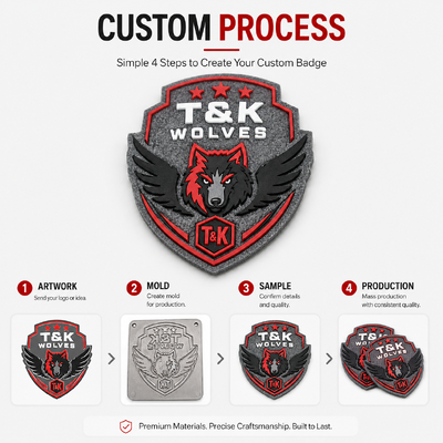 Silikonowa naszywka 3D na filcowym podkładzie, personalizowane wypukłe logo do przyszycia, trwała naszywka drużynowa na zamówienie, bezpośrednio z fabryki OEM