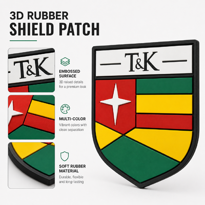 Niestandardowa 3D gumy PVC odznaka z logo i ekologiczne etykiety druku ekranowego dla odzieży i toreb