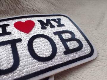 Eleganckie niestandardowe naszywki z logo Slogan I LOVE MY JOB Pluszowa chromatyczna flokacja