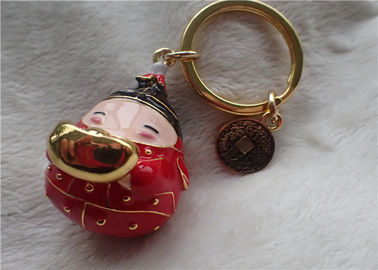 Breloczek w stylu chińskim z tłuszczu ceramicznego Baby Gold wlewki w czerwonym płaszczu